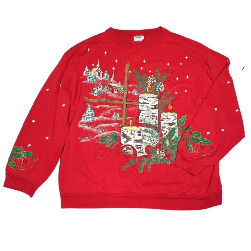 Vintage Holiday Time Christmas Holiday Scene Single Stitch Sweatshirt
